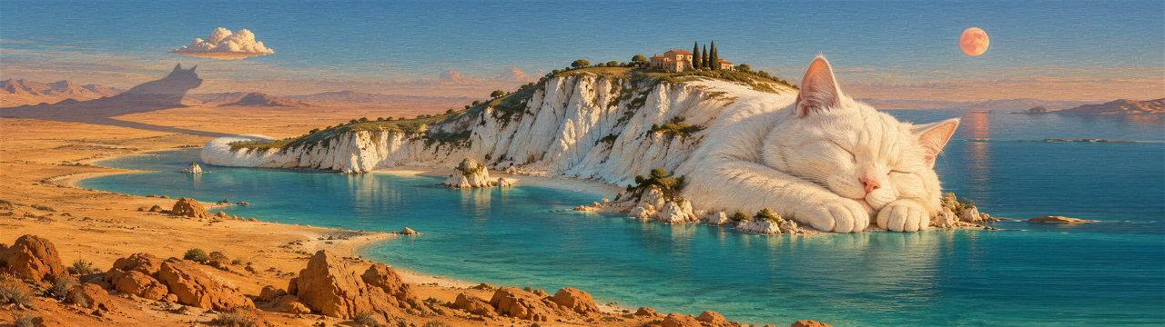 Sleeping island, Cats wallpaper, 5120 × 1440
