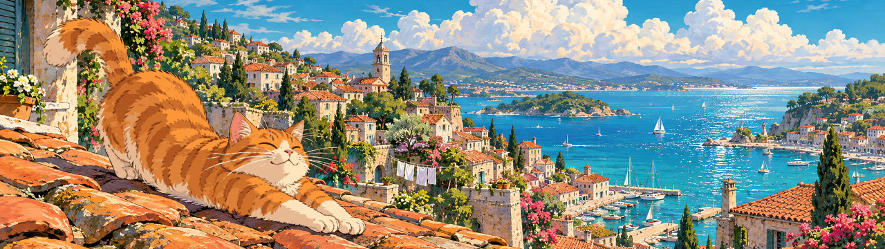 Harbour roof, Cats wallpaper, 5120 × 1440