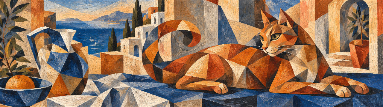 Knife cubist, Cats wallpaper, 5120 × 1440
