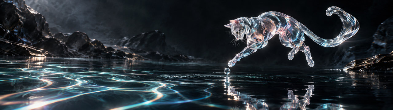 Crystal water, Cats wallpaper, 5120 × 1440