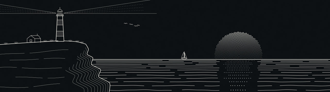 Lighthouse stipple, Lineart Sunset wallpaper, 5120 × 1440