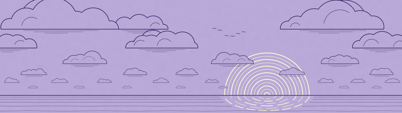 Cloud bank, Lineart Sunset wallpaper, 5120 × 1440