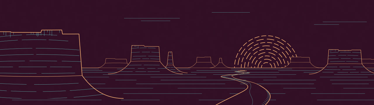 Mesa rings, Lineart Sunset wallpaper, 5120 × 1440
